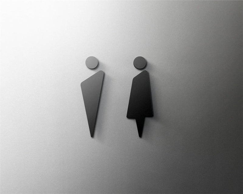 Restroom Sign Shopping Mall Supermarket Residential Modern Home Art Decoration Sign Bathroom Toilet Door Number Wall Sticker(Color-01,18x11cm Black) - Image 3