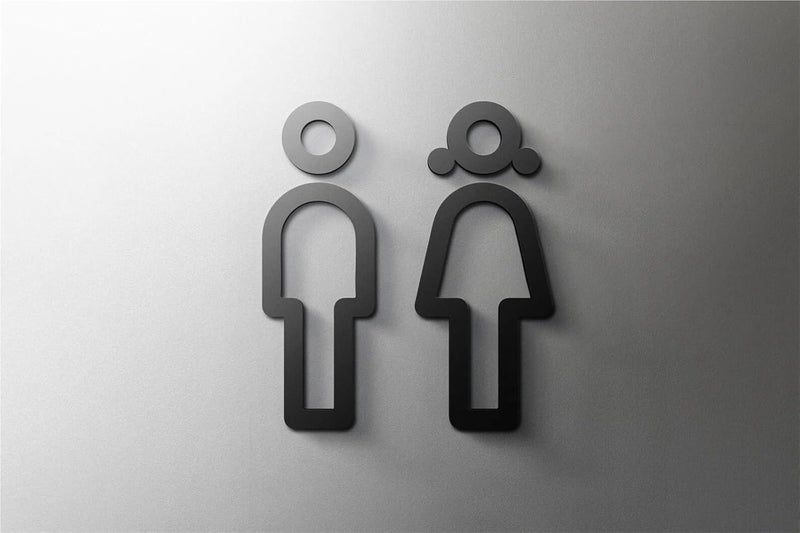 Restroom Sign Shopping Mall Supermarket Residential Modern Home Art Decoration Sign Bathroom Toilet Door Number Wall Sticker(Color-01,18x11cm Black) - Image 4