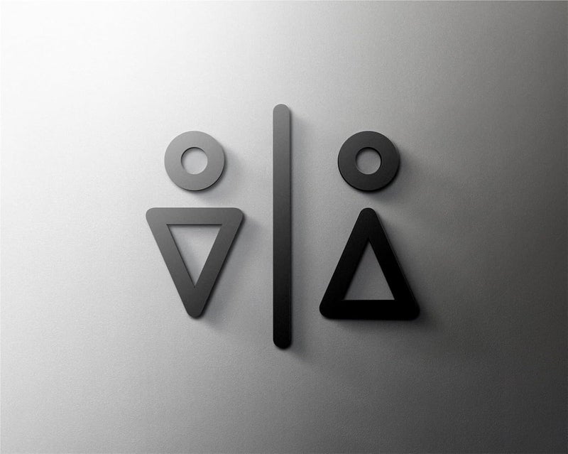 Restroom Sign Shopping Mall Supermarket Residential Modern Home Art Decoration Sign Bathroom Toilet Door Number Wall Sticker(Color-01,18x11cm Black) - Image 5