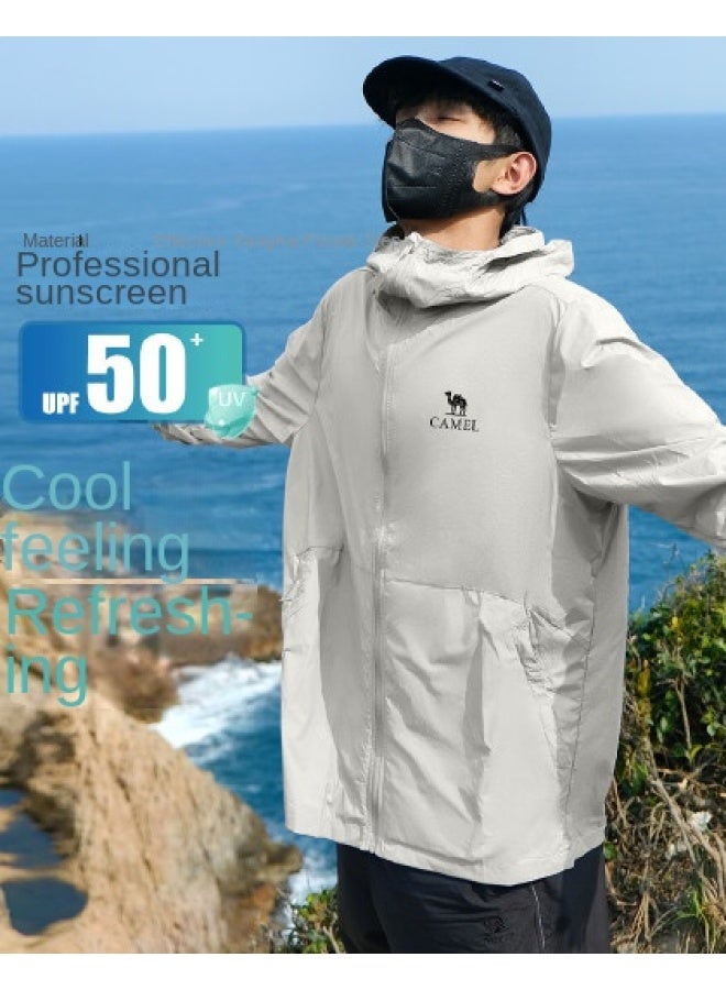 camel Full Face Sun Protection Uv Resistant Breathable Sun Shirt For Men, Summer Lightweight Sun Protective Jacket, Men's Sports Sunwear - Image 1