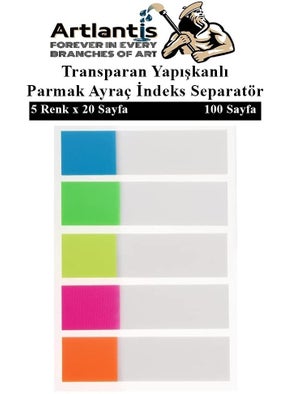 Artlantis Self-Adhesive Bookmark Post-it 5 Colors 1 Sticky Note Paper Transparent Finger Bookmark Index Separator 5-Piece Mini  - Image 1