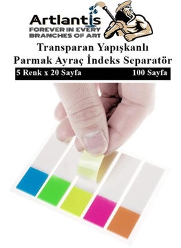 Artlantis Self-Adhesive Bookmark Post-it 5 Colors 1 Sticky Note Paper Transparent Finger Bookmark Index Separator 5-Piece Mini  - Image 4