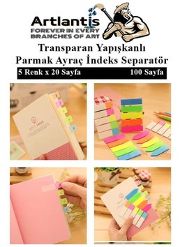 Artlantis Self-Adhesive Bookmark Post-it 5 Colors 1 Sticky Note Paper Transparent Finger Bookmark Index Separator 5-Piece Mini  - Image 5