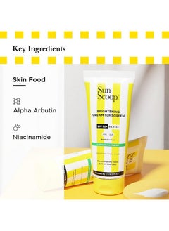 SunScoop Brightening Daily Sunscreen Spf 50 | Zinc Oxide Uv Filter For Effective Sun Protection | With Niacinamide + Alpha Arbutin | Pa++++ Broad Spectrum No White Cast | Ideal For All Skin | 45G  - Image 3