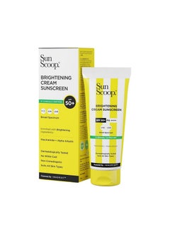 SunScoop Brightening Daily Sunscreen Spf 50 | Zinc Oxide Uv Filter For Effective Sun Protection | With Niacinamide + Alpha Arbutin | Pa++++ Broad Spectrum No White Cast | Ideal For All Skin | 45G  - Image 1