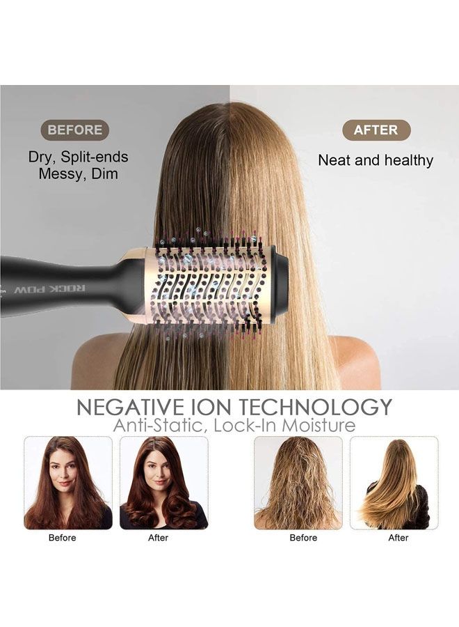 NIBEMINENT 3-In-1 Multifunctional Hot Air Brush Styler Black/Golden - Image 5