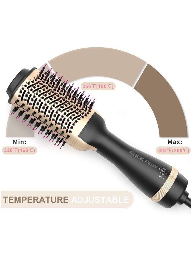 NIBEMINENT 3-In-1 Multifunctional Hot Air Brush Styler Black/Golden - Image 3