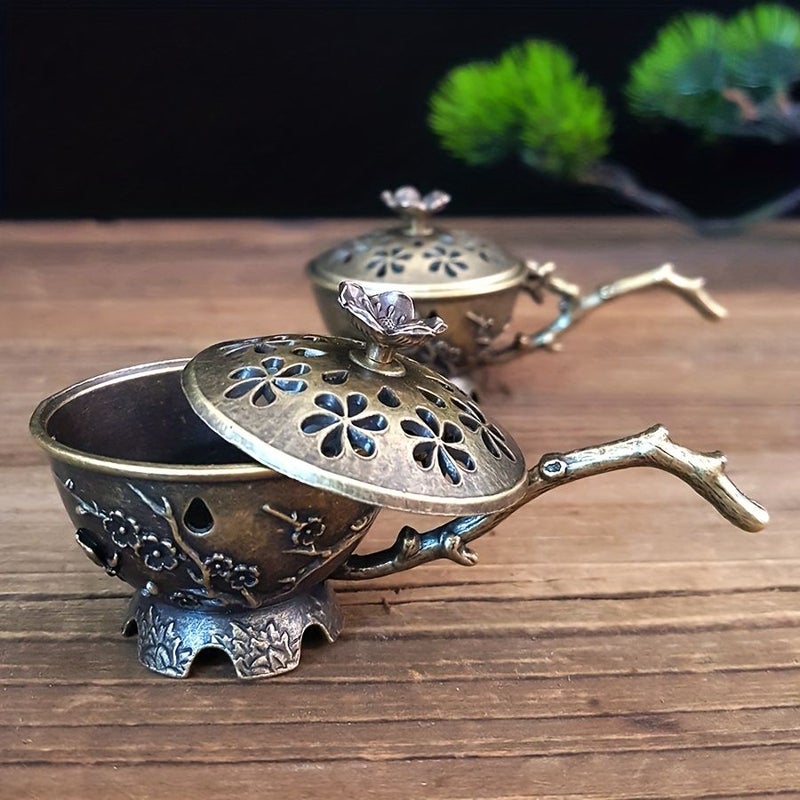 1 Hand Held Plum Blossom Retro Metal Incense Holder Burner For Tea Ceremony Yoga Meditation Living Room Home Desktop Decoration - Image 4