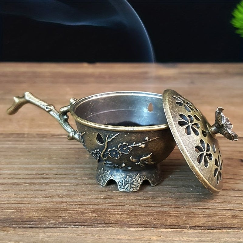 1 Hand Held Plum Blossom Retro Metal Incense Holder Burner For Tea Ceremony Yoga Meditation Living Room Home Desktop Decoration - Image 5