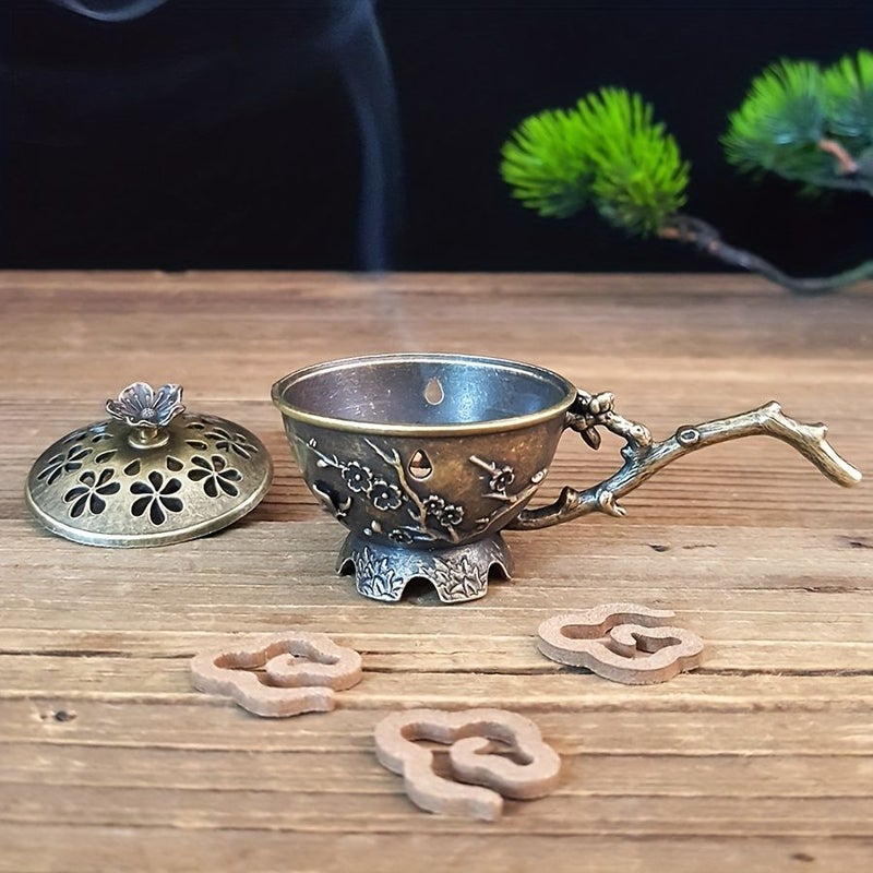 1 Hand Held Plum Blossom Retro Metal Incense Holder Burner For Tea Ceremony Yoga Meditation Living Room Home Desktop Decoration - Image 3