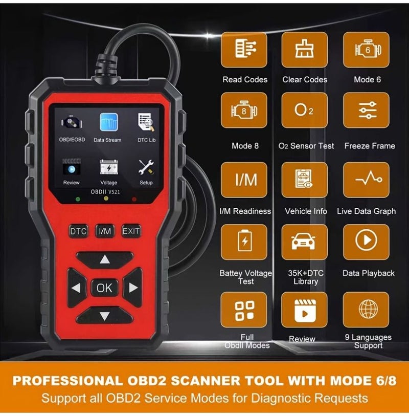 2025 Newest Grey OBD2 Scanner Code Reader Car Engine Fault Diagnostic Scan Tool Read And Clear Error Codes For All OBDII EOBD Protocol Vehicles After 1996 Without Battery - Image 3
