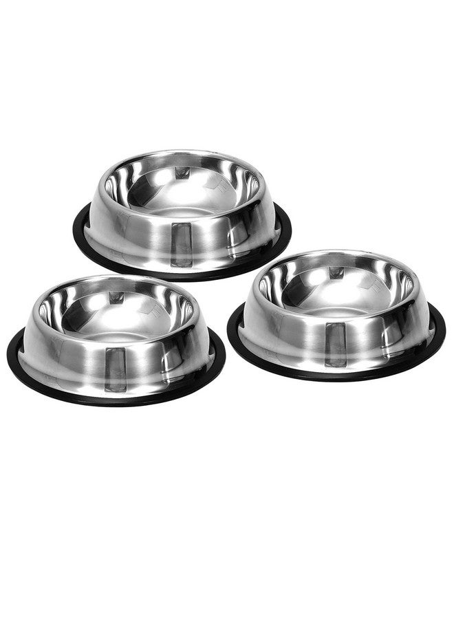 وعاء من الفولاذ المقاوم للصدأ للجراء والقطط والأرانب والمزيد - 225 مل، صغير جدًا (عبوة من 3 قطع) وعاء طعام/ماء بقاعدة مطاطية غير قابلة للانزلاق غير سام وآمن بنسبة 100% للحيوانات الأليفة - Image 1