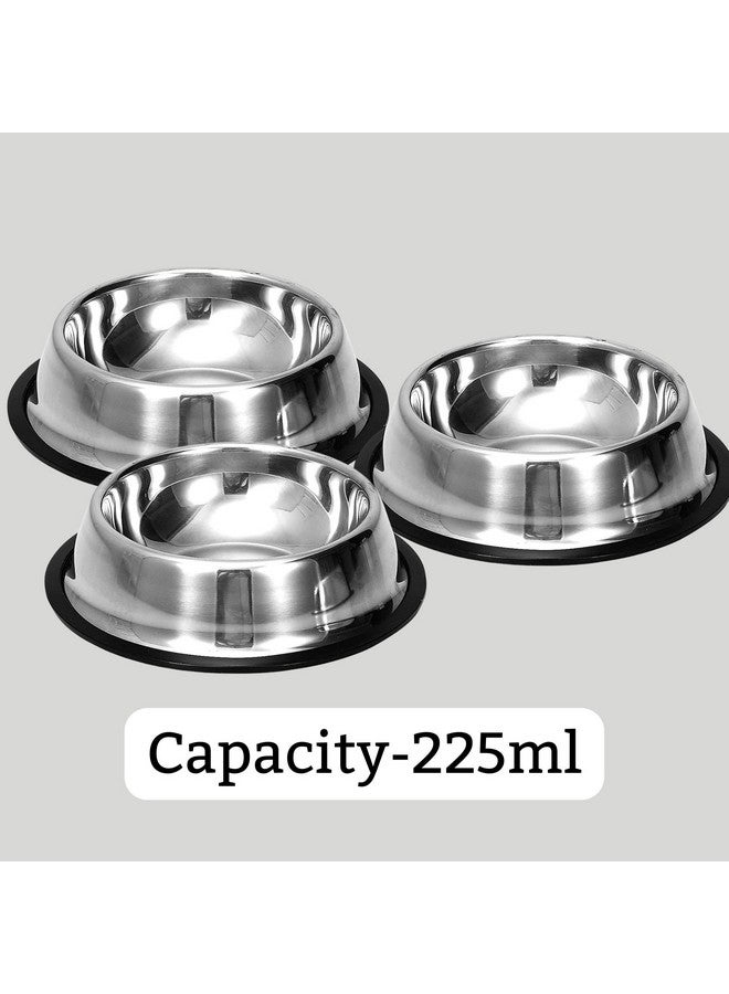 وعاء من الفولاذ المقاوم للصدأ للجراء والقطط والأرانب والمزيد - 225 مل، صغير جدًا (عبوة من 3 قطع) وعاء طعام/ماء بقاعدة مطاطية غير قابلة للانزلاق غير سام وآمن بنسبة 100% للحيوانات الأليفة - Image 2