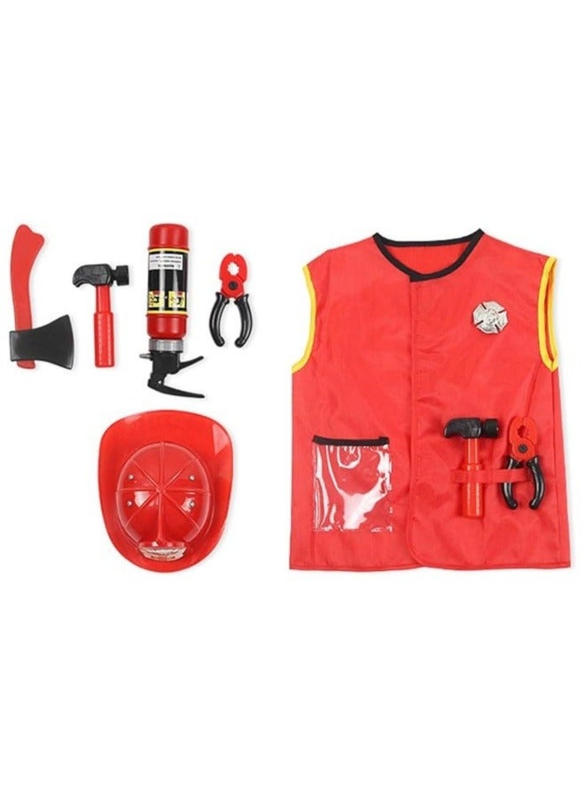 GGEROU Kids Cosplay Costume,Kids Firefighter Costume,Role Play Kit with Gift Accessories,Suitable for Children 100-140cm - Image 1