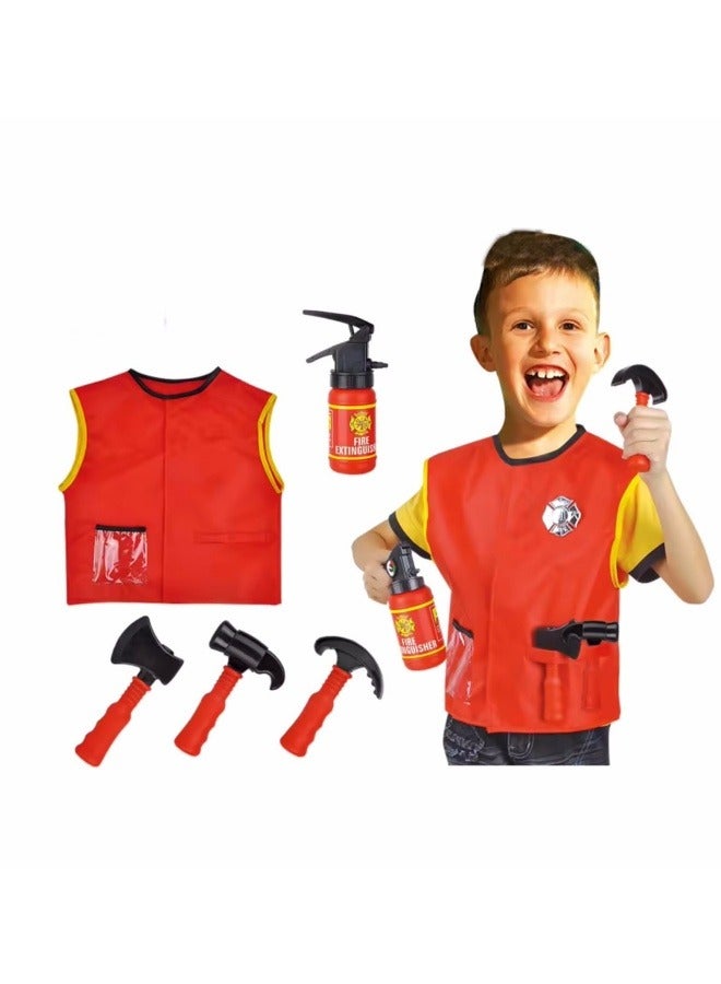 GGEROU Kids Cosplay Costume,Kids Firefighter Costume,Role Play Kit with Gift Accessories,Suitable for Children 100-140cm - Image 5