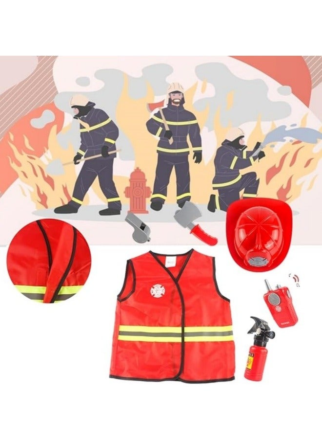 GGEROU Kids Cosplay Costume,Kids Firefighter Costume,Role Play Kit with Gift Accessories,Suitable for Children 100-140cm - Image 3
