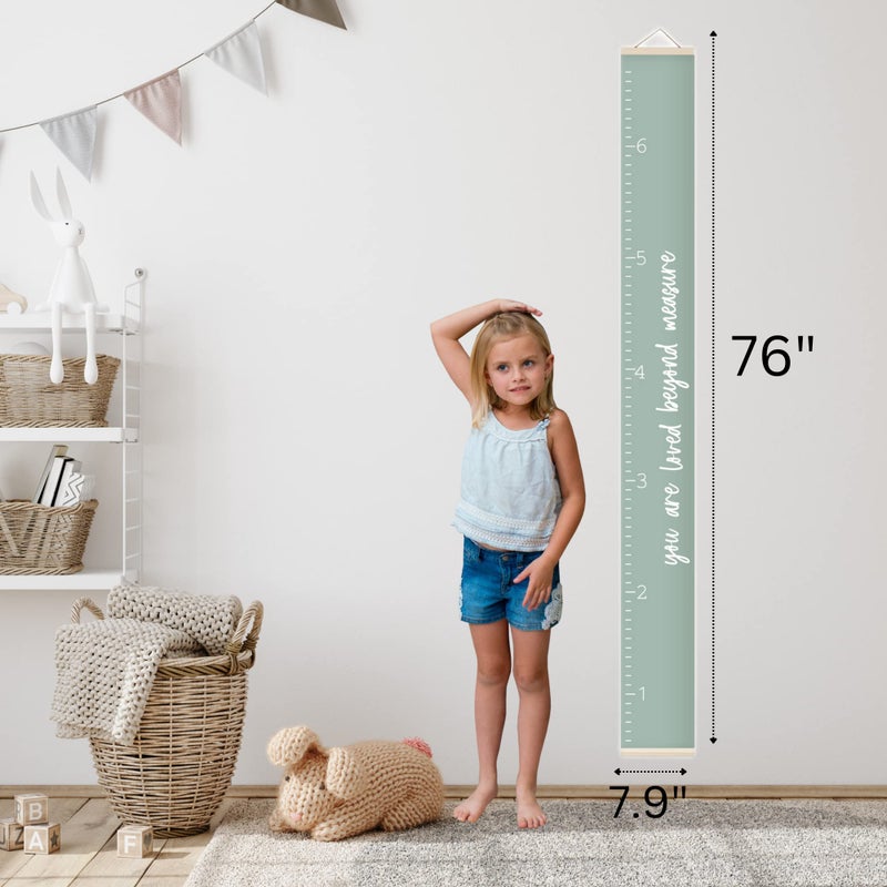 Morxy Canvas Growth Chart for Kids - Unisex Kids Room Wall Decor - Measuring Height Chart- Wall Tape with Height Chart for Kids (Canvas, Loved Beyond Measure- sage) - Image 4