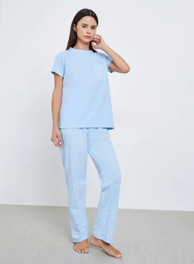 Styli Star Print Pocket T-Shirt and Pyjama Set