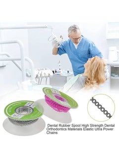 HaLunhi Orthodontic Bracket Rubber Chain Power Chain, Medium Distance, Dental Rubber Chain For Brackets, Continuous, Blue And Green, 2.28m/Roll  - Image 3