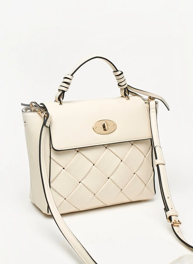 Celeste Women Textured Satchel Bag with Detachable Strap and Magnetic Closure