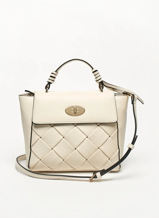 Celeste Women Textured Satchel Bag with Detachable Strap and Magnetic Closure