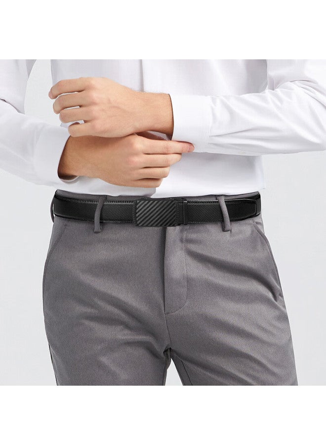 Biyoumei Men's Automatic Buckle Genuine Leather Belt, Versatile Business Belt, Gift For Men, Black, 120cm