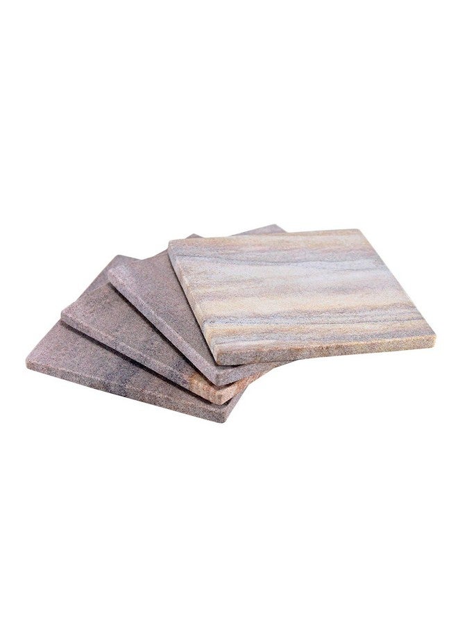 KLEO Coasters Set Of Natural Stone - Natural Water Absorbent, Unique Table Coaster Set (Set Of 4) - Image 1