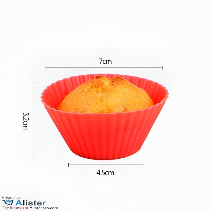 Round Silicone Cake Cupcake Baking Molds - Perfect for Cake, Jelly, Cream, Caramel - A Must Have Round Kitchen Tools for Baking Lovers (12 Molds) - Image 3