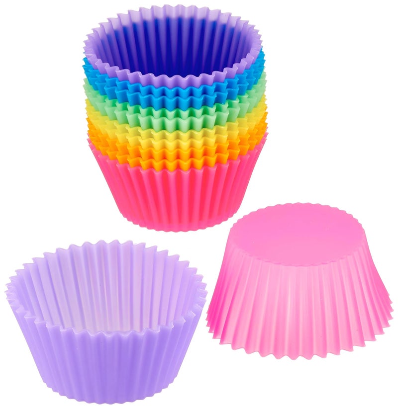 Round Silicone Cake Cupcake Baking Molds - Perfect for Cake, Jelly, Cream, Caramel - A Must Have Round Kitchen Tools for Baking Lovers (12 Molds) - Image 1