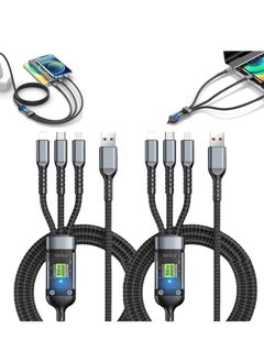 Generic Fast Charging Braided 3 In 1 USB Cable 100W for IOS and Android , wide suitability , with overcharge protection - Black  - Image 2