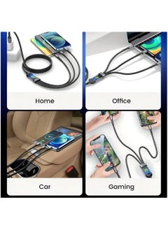 Generic Fast Charging Braided 3 In 1 USB Cable 100W for IOS and Android , wide suitability , with overcharge protection - Black  - Image 3