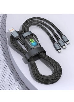 Generic Fast Charging Braided 3 In 1 USB Cable 100W for IOS and Android , wide suitability , with overcharge protection - Black  - Image 5