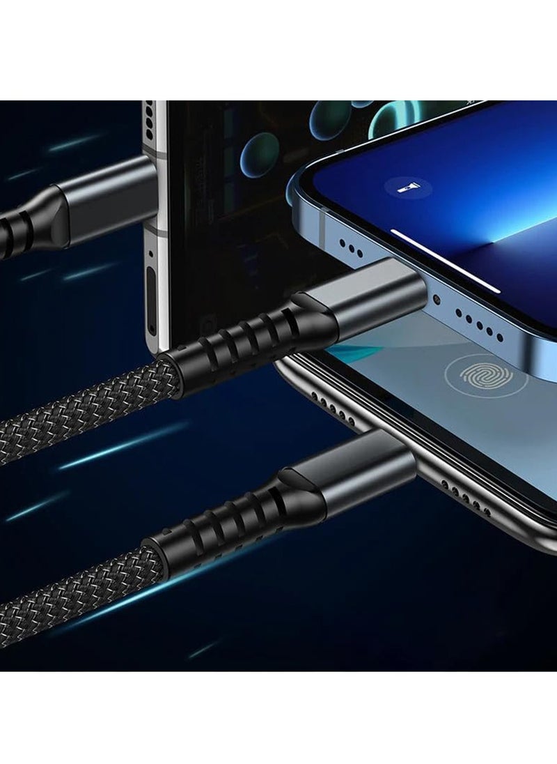 Generic - Fast Charging Braided 3 In 1 USB Cable 100W for IOS and Android , wide suitability , with overcharge protection - Black - Image 1