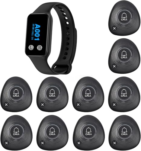 WNKRUN Wireless Restaurant Pager System Calling System with 1 Waterproof Watch Pager and 10 Call Buttons with Cancel Key - Image 1