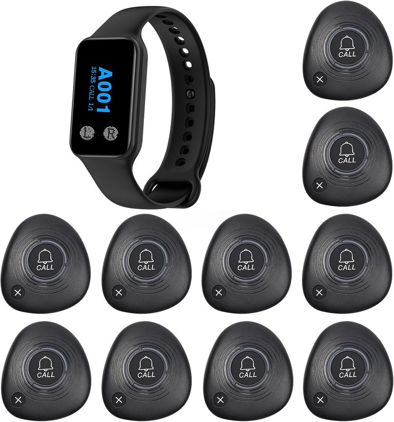WNKRUN Wireless Restaurant Pager System Calling System with 1 Waterproof Watch Pager and 10 Call Buttons with Cancel Key - Image 2