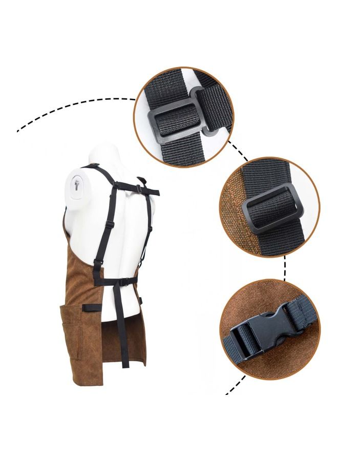 NIBEMINENT Pocket Detailed Apron Brown/Black 24x4x20cm - Image 4