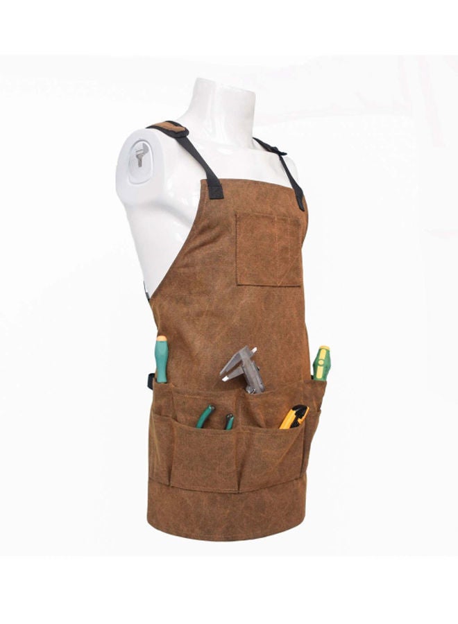 NIBEMINENT Pocket Detailed Apron Brown/Black 24x4x20cm - Image 3