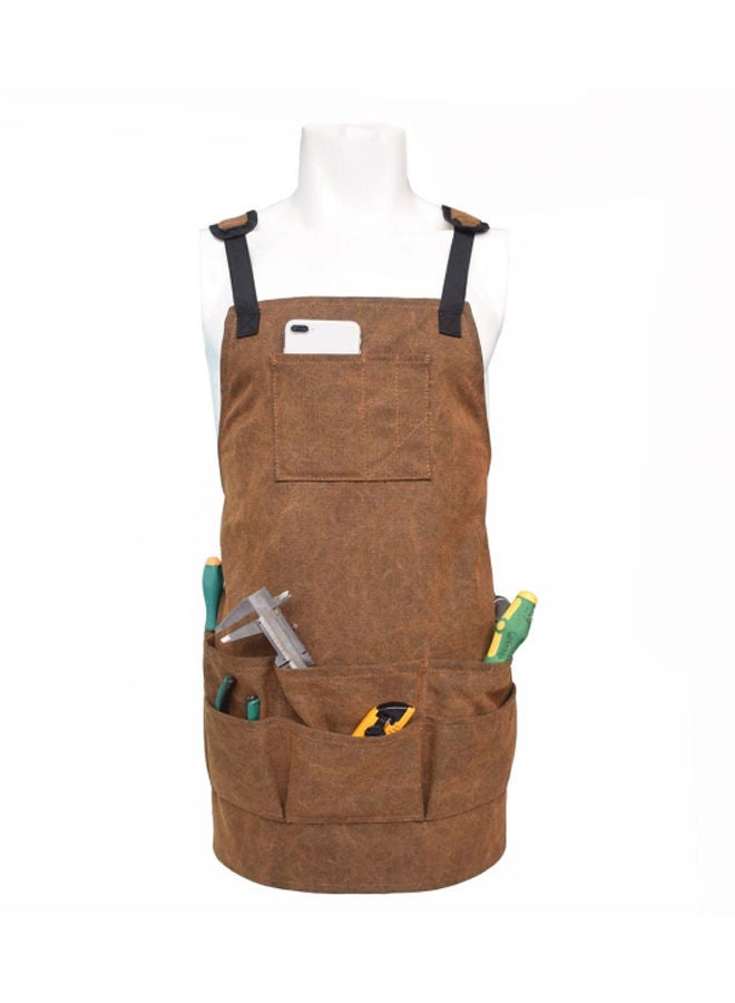 NIBEMINENT Pocket Detailed Apron Brown/Black 24x4x20cm - Image 5
