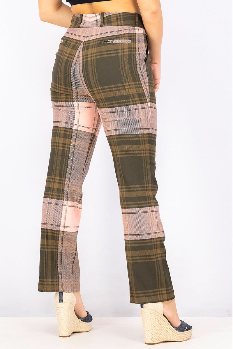 Uterque Women Regular Fit Checkered Pants, Pink and Brown - Image 4