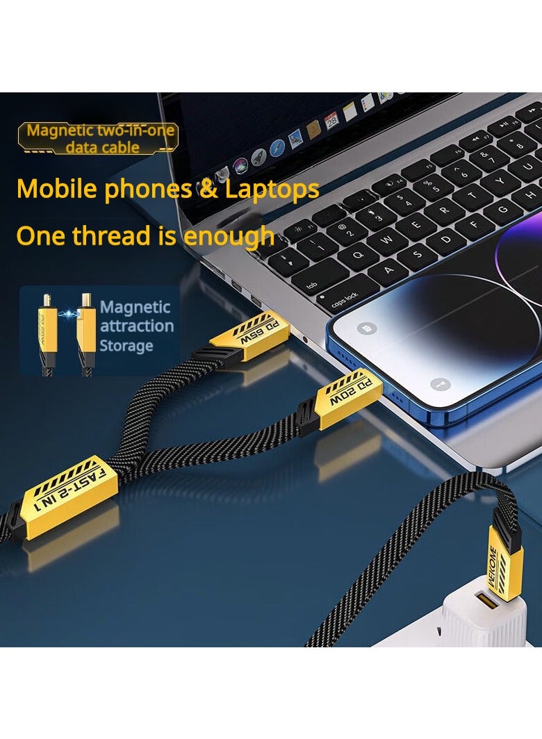 WEKOME Mecha-Style, 65W PD Fast Charging Cable, 2-in-1, 4-in-1 Multi-Charger, Universal Phone Charging Cable, Compatible with Apple and Type-C Devices - Image 3