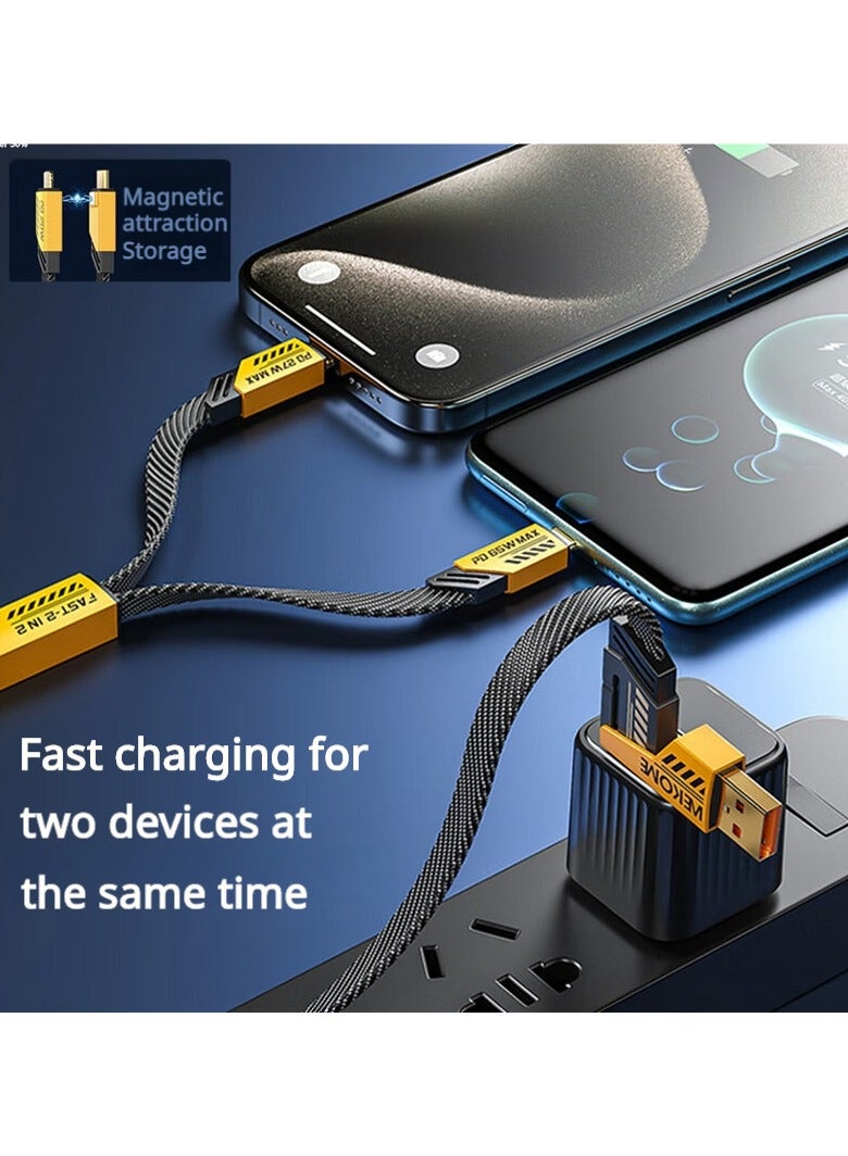 WEKOME Mecha-Style, 65W PD Fast Charging Cable, 2-in-1, 4-in-1 Multi-Charger, Universal Phone Charging Cable, Compatible with Apple and Type-C Devices - Image 2
