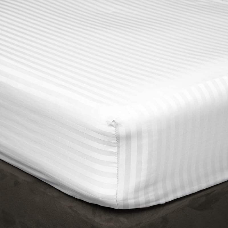 BALAJI EXPORT 1000 Thread Count 6 Piece Bedding Set 100 Egyptian Cotton 10 Deep Pocket Fitted Bedsheets Extra Soft Flat Bedsheets Pillow Covers Breatahble Comfy SetWhite StripeQueen Size - Image 3