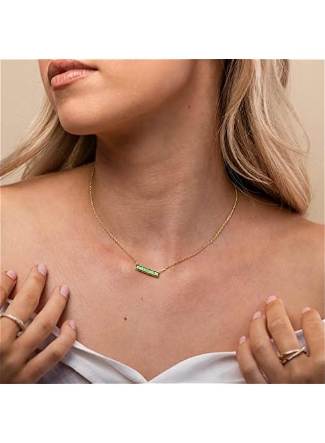 PAVOI 14K Gold Plated Opal Pendant Necklaces for Women | Created Opal Cubic Zirconia Dainty Necklace | erfly Round Triangle Antler Bar Pendants - Image 2