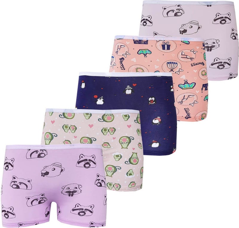 Rivaling All 5 Pack Girls' Boxer Cheerful Lycra Cotton Fun Panties