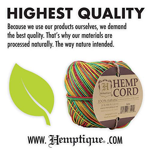 Hemptique Hemp Cord 4 Color Cards - Made with Love - Crafter’s No. 1 Choice – Eco Friendly – Plant Hanger - Scrapbooking – Gardening – Macramé – Home Décor (Party Pack) - Image 3