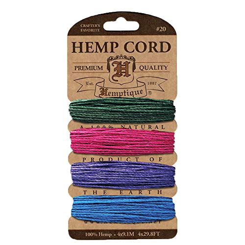 Hemptique Hemp Cord 4 Color Cards - Made with Love - Crafter’s No. 1 Choice – Eco Friendly – Plant Hanger - Scrapbooking – Gardening – Macramé – Home Décor (Party Pack) - Image 1
