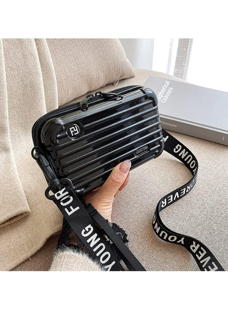 أوزيغالور حقيبة كروس بادي متعددة الوظائف بغطاء صلب من ، للمكياج وأدوات التجميل مع حزام أبجدي (أسود) - Image 2