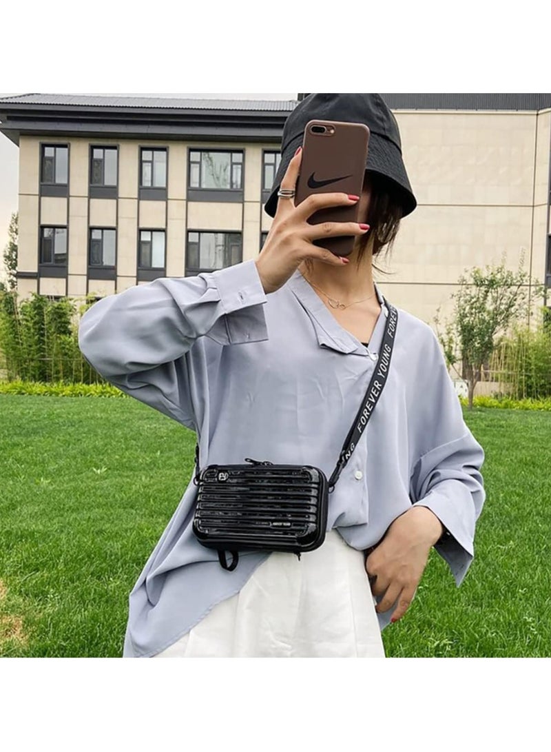 أوزيغالور حقيبة كروس بادي متعددة الوظائف بغطاء صلب من ، للمكياج وأدوات التجميل مع حزام أبجدي (أسود) - Image 3