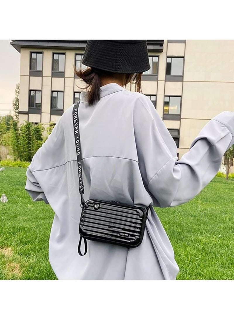 أوزيغالور حقيبة كروس بادي متعددة الوظائف بغطاء صلب من ، للمكياج وأدوات التجميل مع حزام أبجدي (أسود) - Image 5