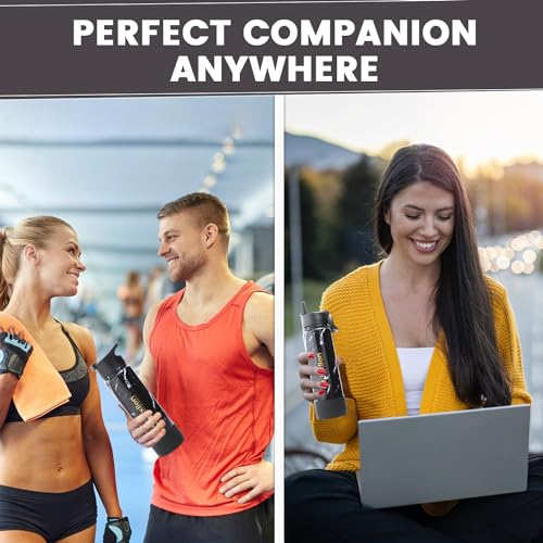 Lexlion Tea Infuser Water Bottle 22 Oz – Triple Wall Insulated Stainless Steel, Loose Leaf & Fruit Strainer, 3 Leakproof Lids, BPA-Free Silicone Sleeve, Reusable Thermal Mug - Image 4